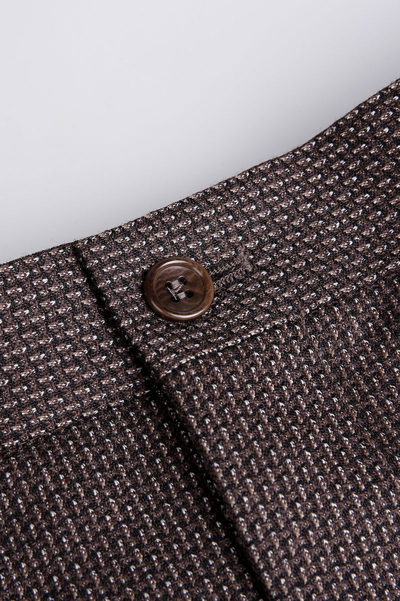 THEODORE Brown Jacquard Wool Trousers, view 4 of 6