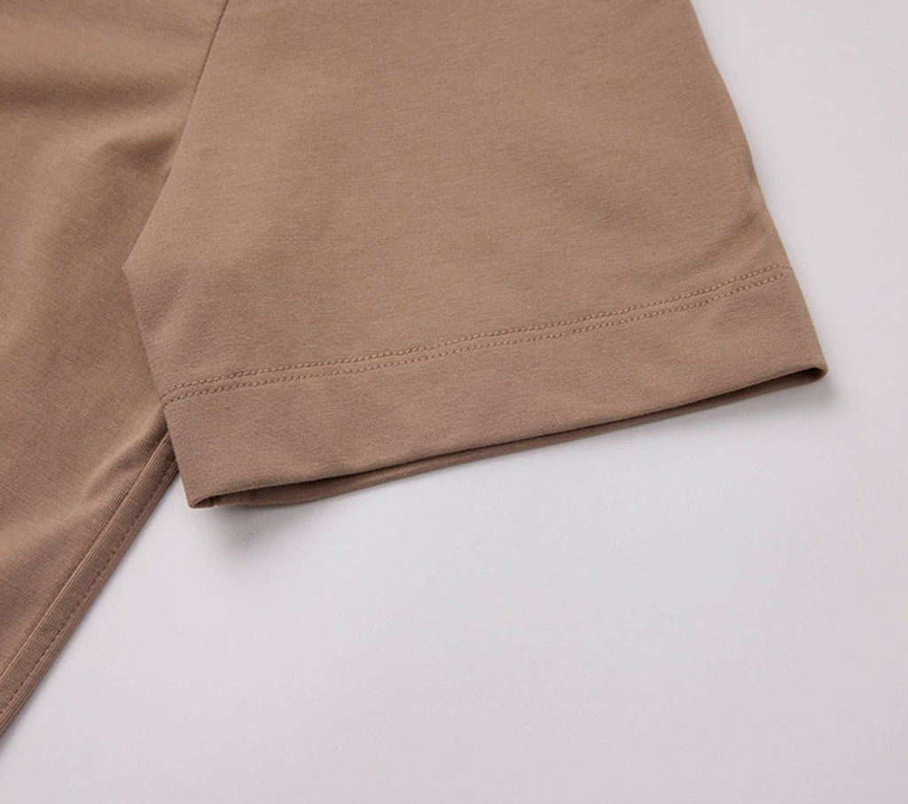 THEODORE The Beaulieu Taupe Cotton-Blend Open-Collar Polo, view 4 of 4
