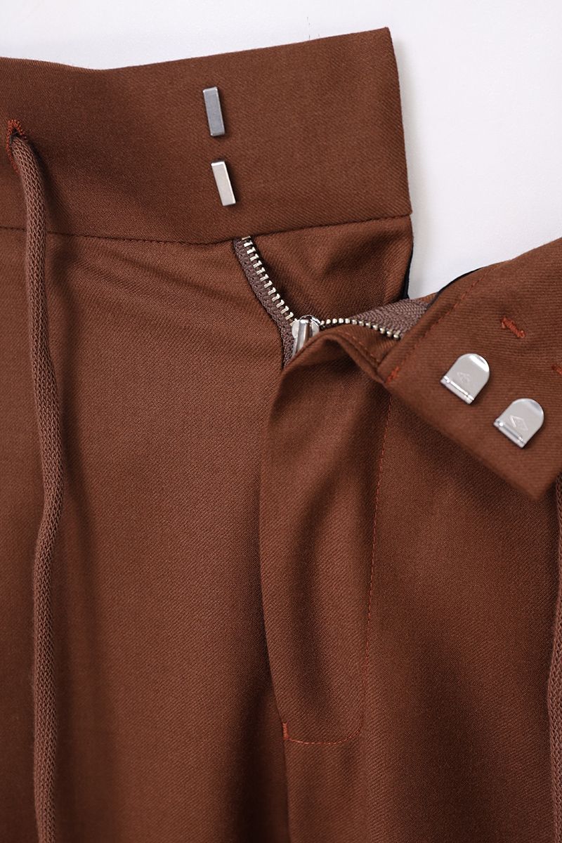 THEODORE Brown Elastic-Back Wool Trousers, view 4 of 10