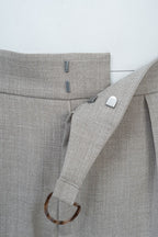 THEODORE Taupe Box-Pleat Wool Trousers, view 4 of 9