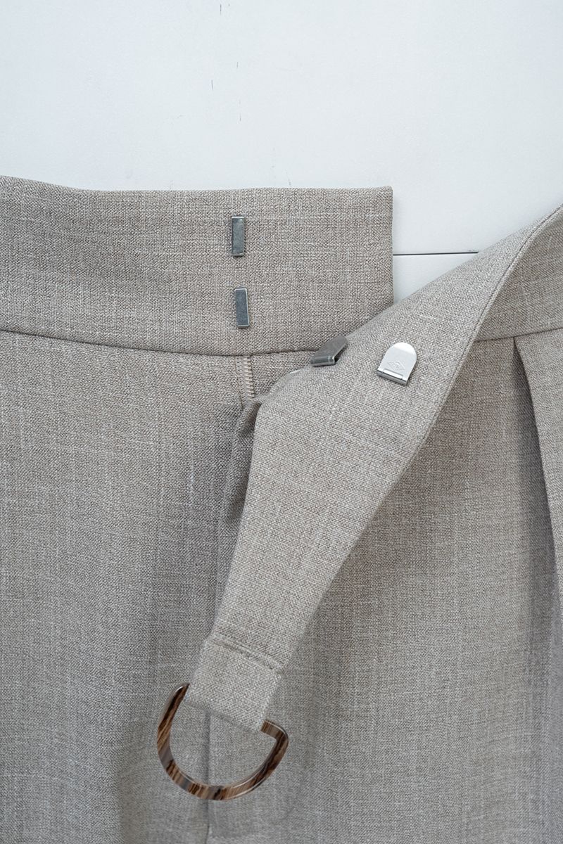 THEODORE Taupe Box-Pleat Wool Trousers, view 4 of 9