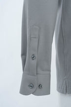 THEODORE The Alassio Grey Piqué Cotton-Blend Long-Sleeve Polo, view 4 of 6