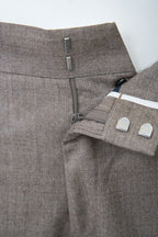 THEODORE Taupe Flat-Front Wool Trousers, view 4 of 8