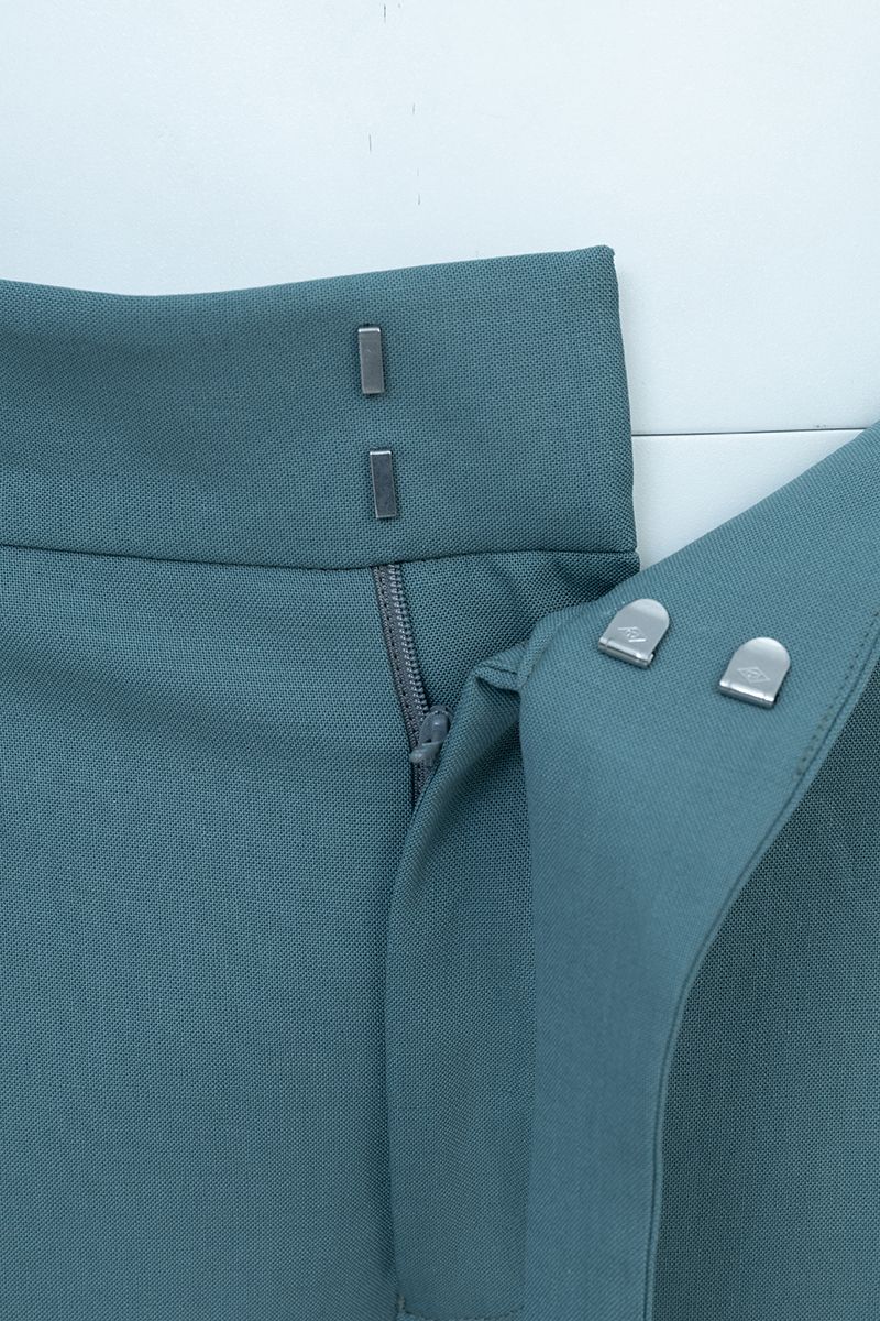 THEODORE Blue Grey Double-Pleat Wool Trousers, view 4 of 6