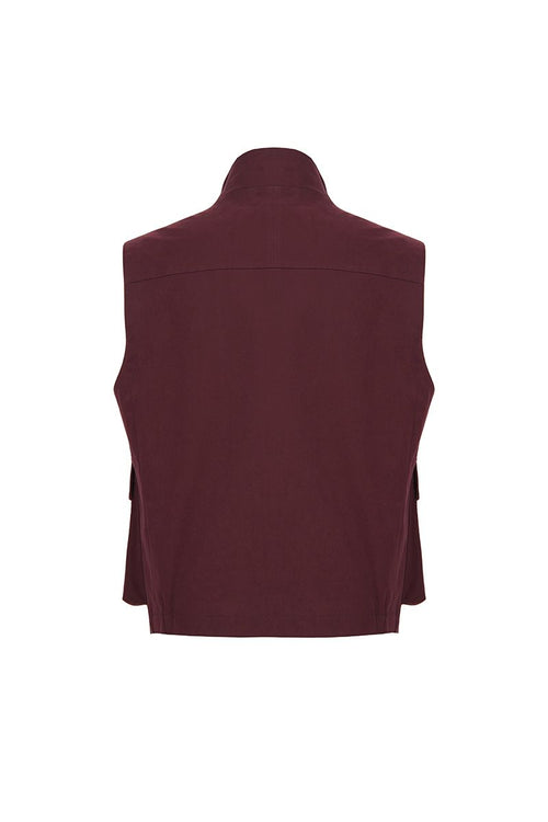 THEODORE Burgundy Cotton Gilet, view 2 of 2