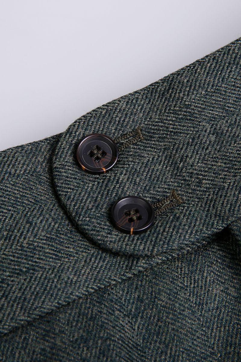 THEODORE Olive Herringbone Wool Trousers, view 4 of 6