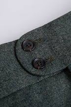 THEODORE Olive Herringbone Wool Trousers, view 4 of 6