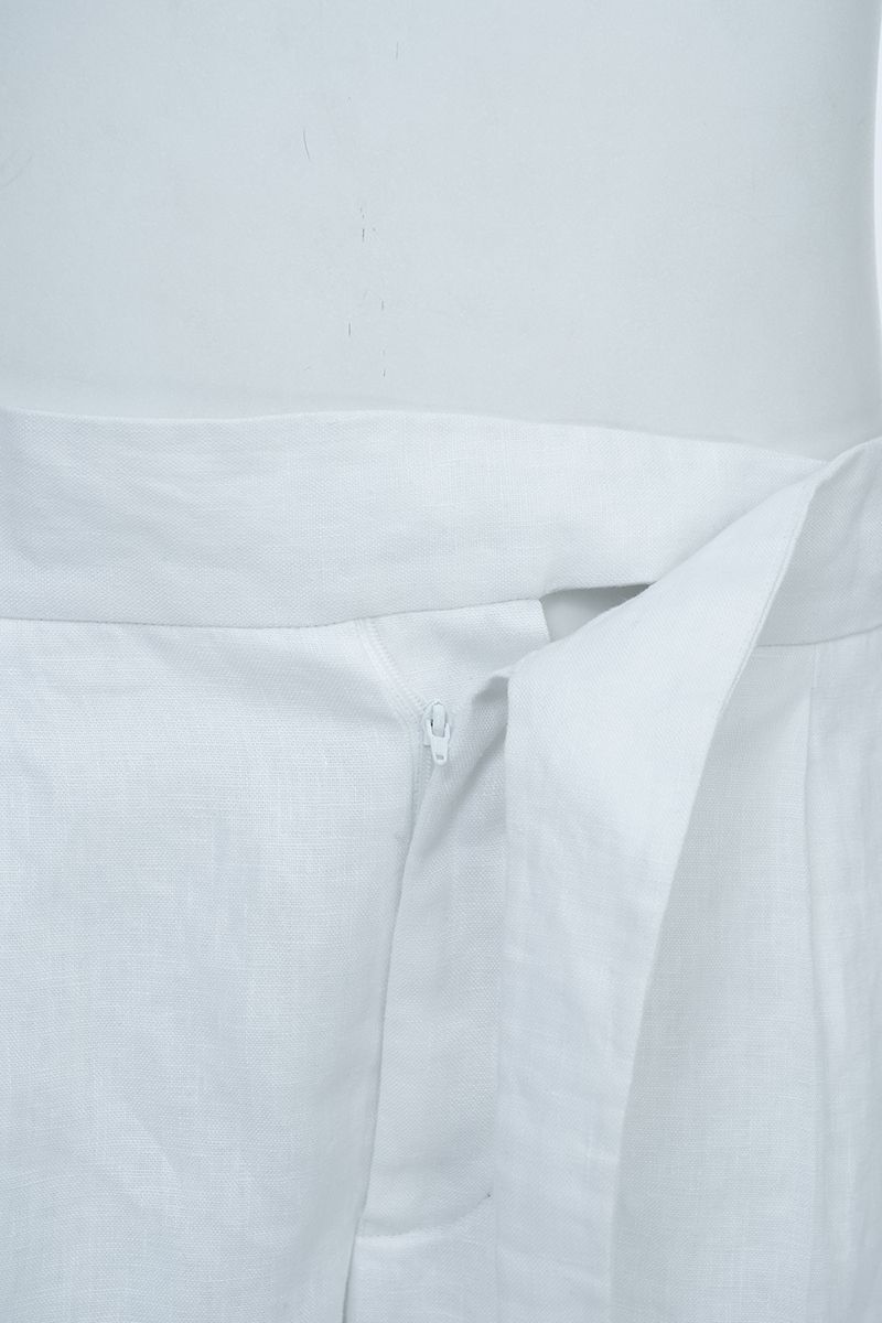 THEODORE White Single-Pleat Linen Shorts, view 4 of 8