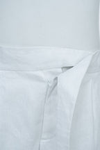 THEODORE White Single-Pleat Linen Shorts, view 4 of 8