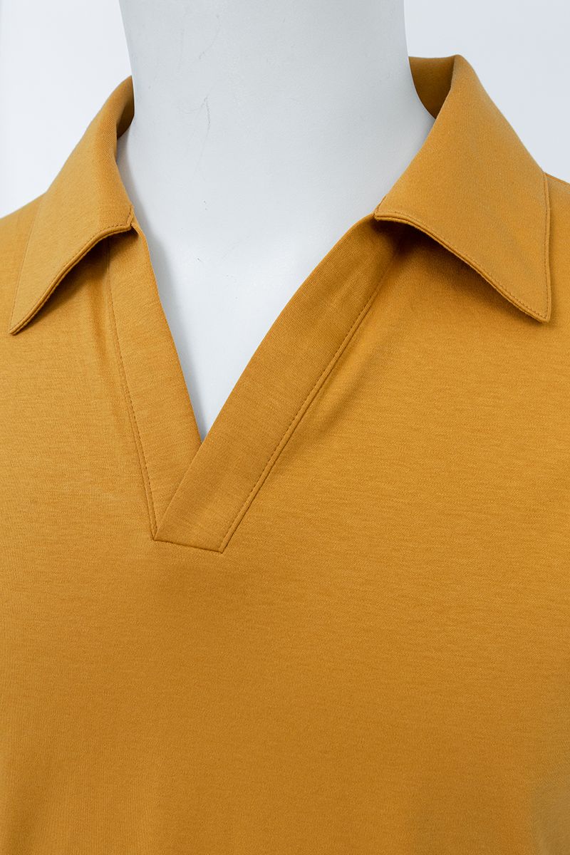 THEODORE The Estoril Yellow Cotton Open-Collar Polo, view 4 of 6