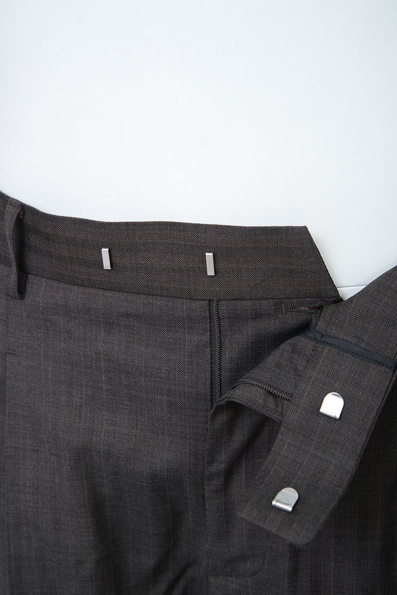 THEODORE Charcoal Striped Double-Pleat Wool Trousers, view 4 of 8