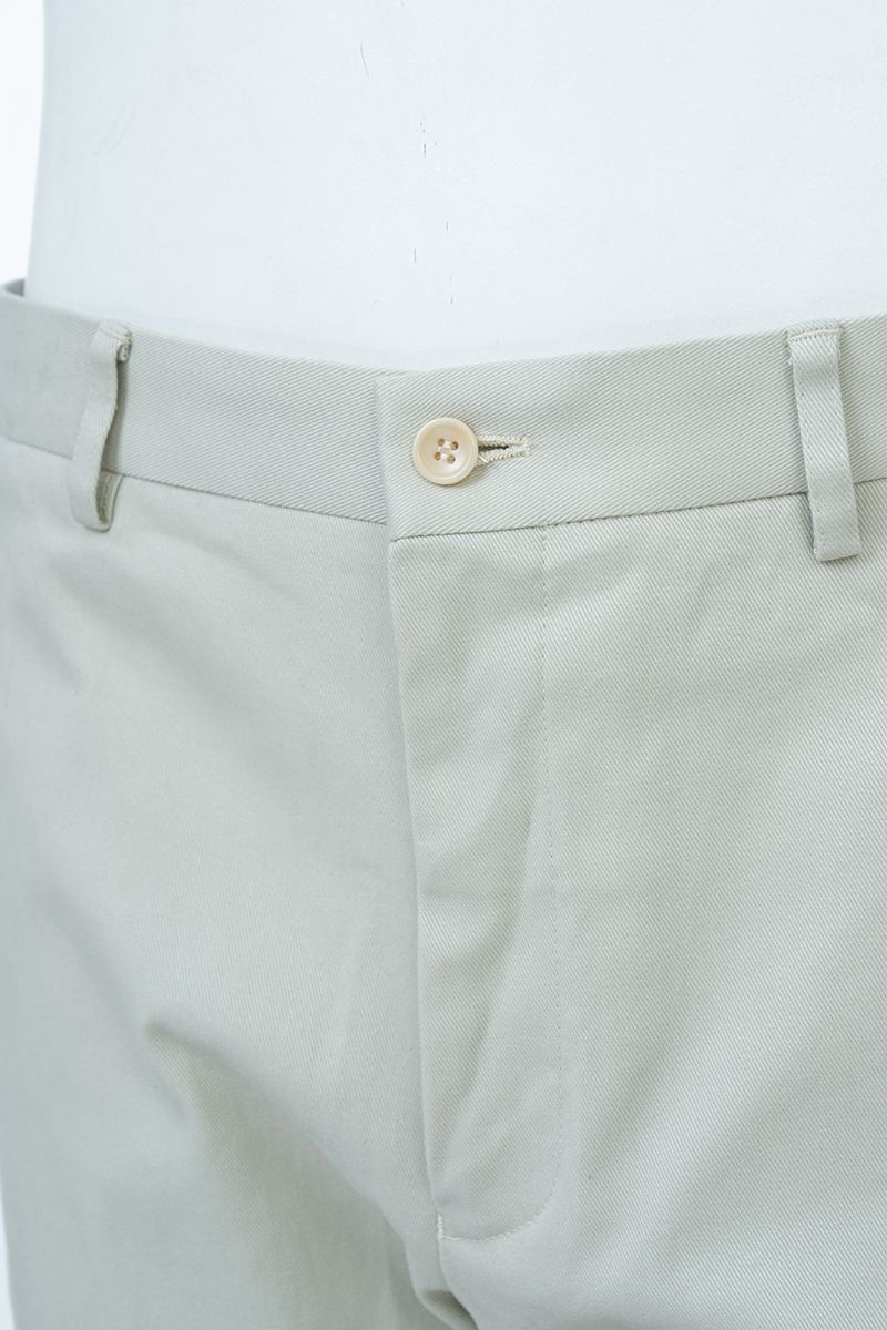 THEODORE Light Grey Flat-Front Cotton Trousers, view 4 of 7