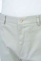 THEODORE Light Grey Flat-Front Cotton Trousers, view 4 of 7