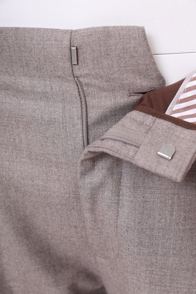 THEODORE The Fiesole Grey Wool Double-Pleat Flannel Trousers, view 4 of 9