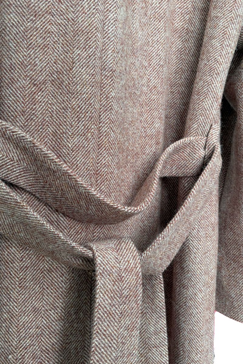 THEODORE Coffee Striped Wool Overcoat, view 3 of 7