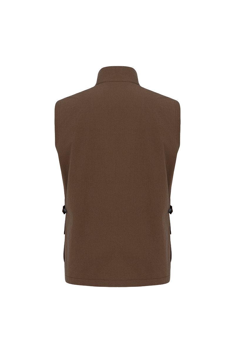 THEODORE Brown Cotton Gilet, view 2 of 3