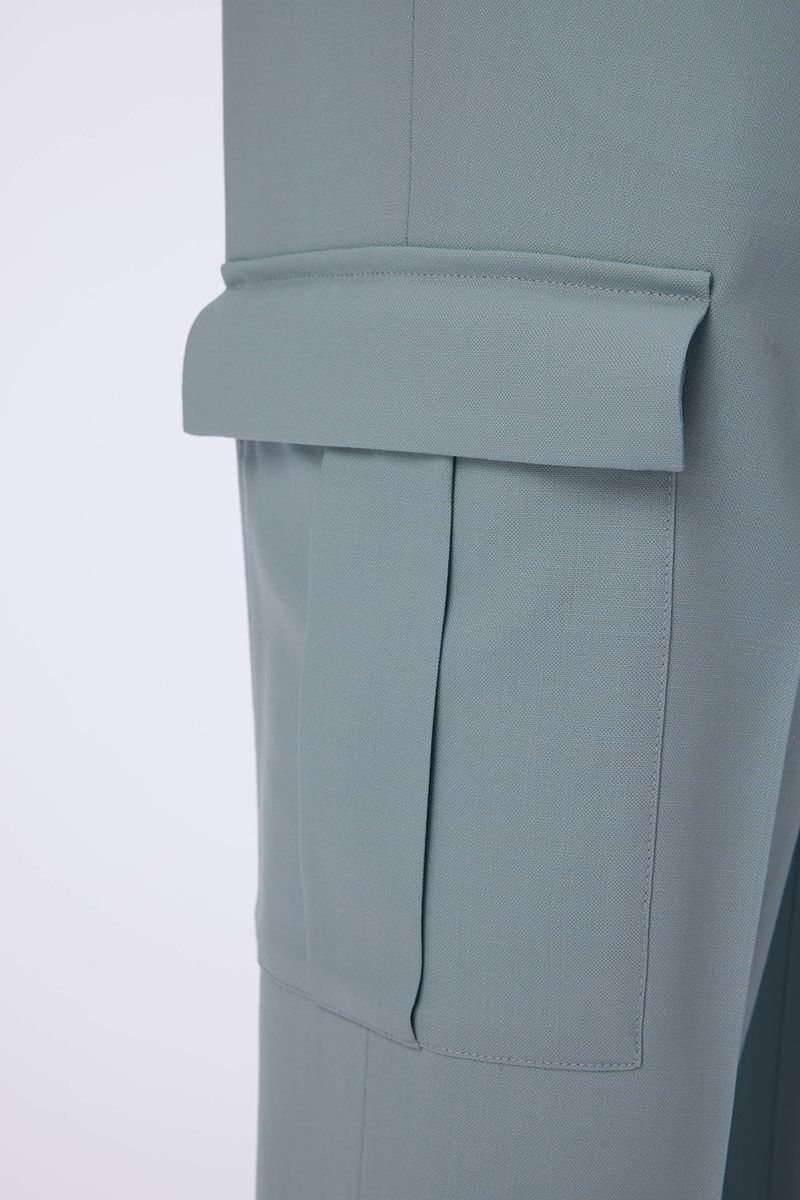 THEODORE Blue Grey Wool Trousers, view 3 of 3