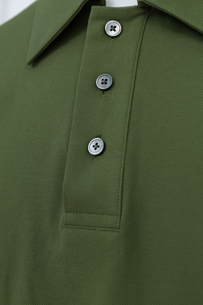 THEODORE The Sotogrande Olive Cotton-Blend Polo, view 4 of 7