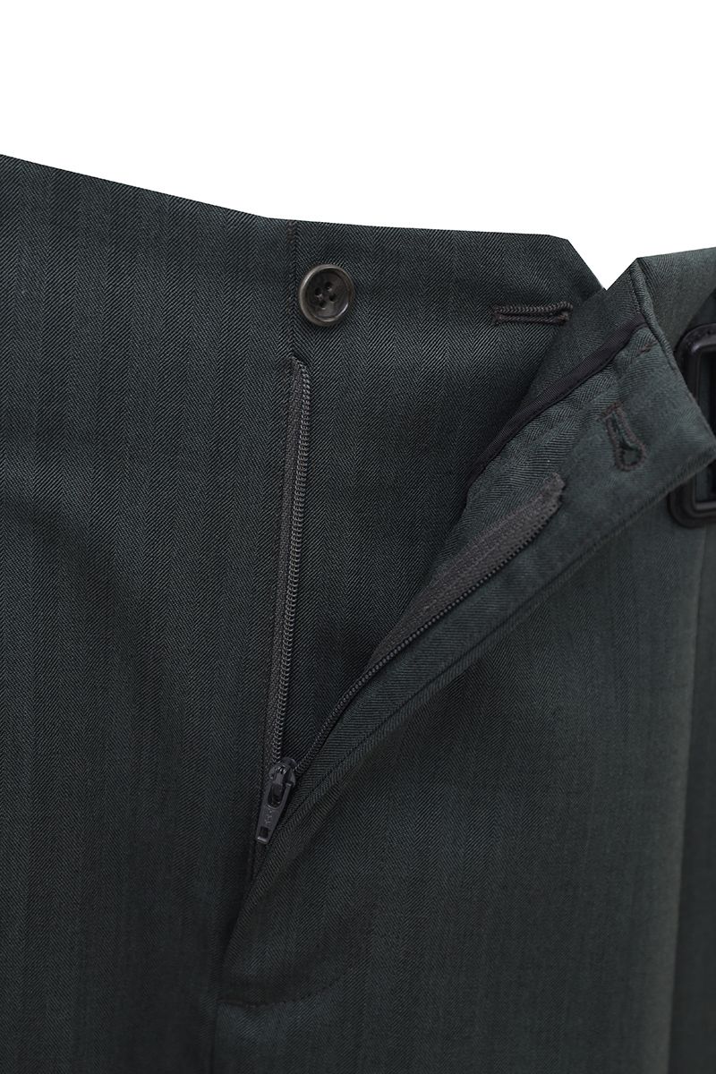 THEODORE Green Striped Wool Trousers, view 4 of 8