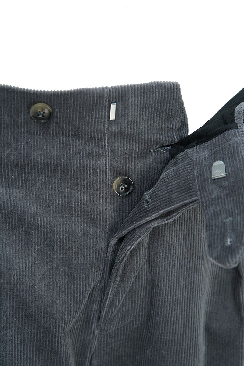 THEODORE Grey Box-Pleat Cotton Trousers, view 4 of 7