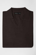 3J Whisky Shot Polo in burgundy, folded flat lay with open collar