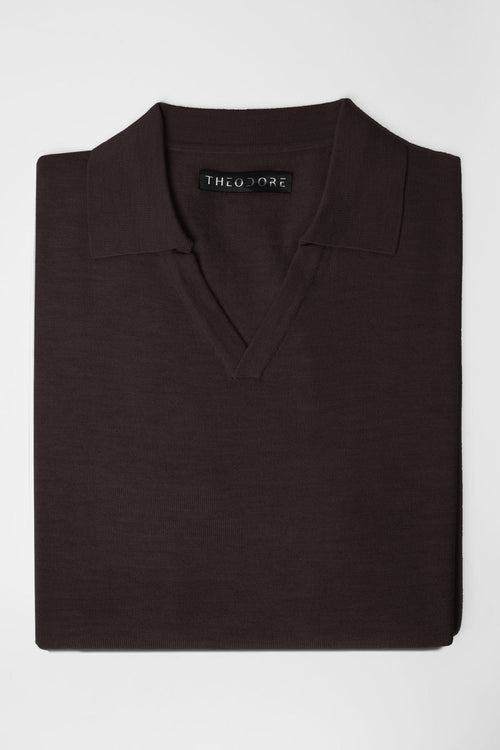 3J Whisky Shot Polo in burgundy, folded flat lay with open collar