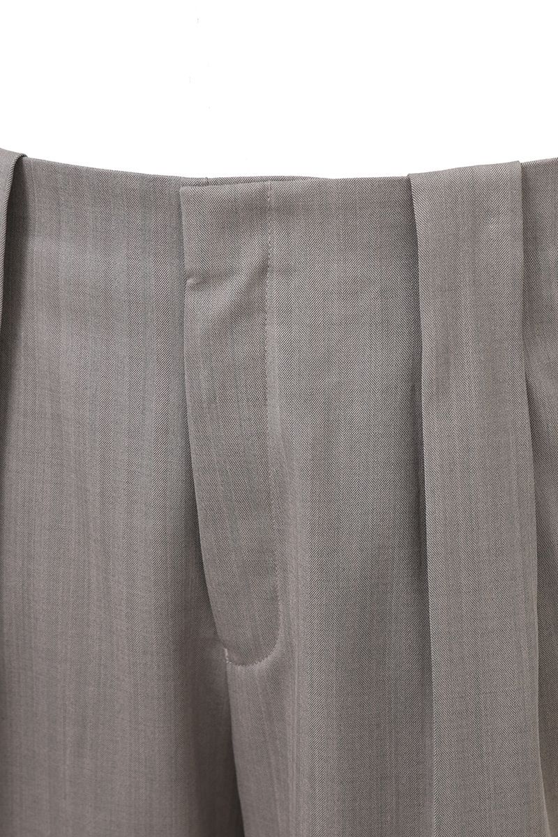 THEODORE Grey Wide-Leg Herringbone Wool Trousers, view 5 of 8