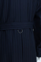 THEODORE Navy Striped Wool Trench Coat, view 3 of 9
