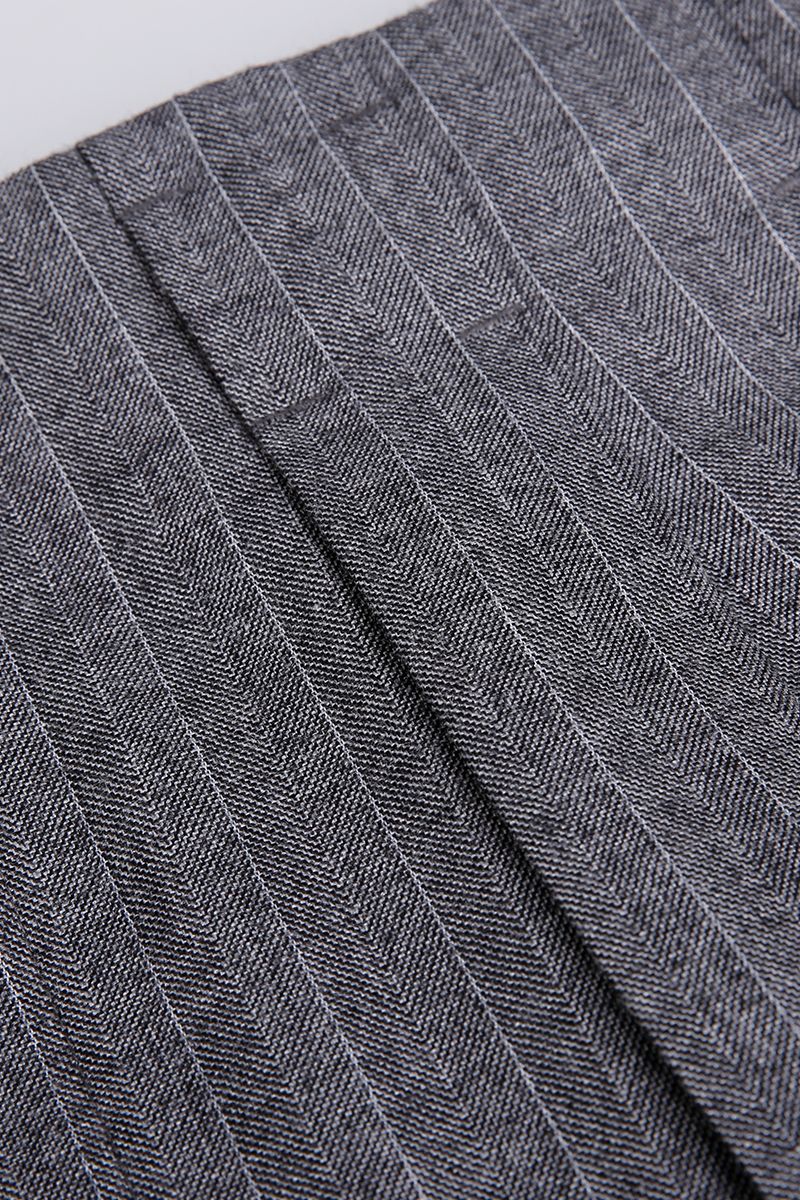 THEODORE Grey Striped Wool Trousers, view 5 of 5