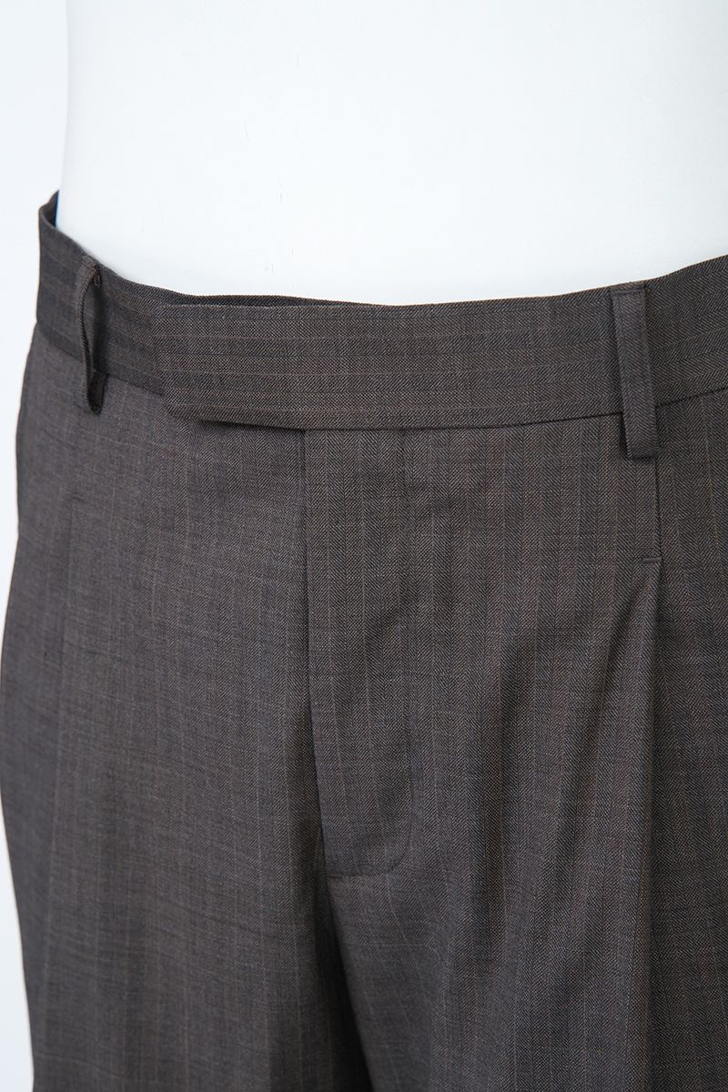 THEODORE Charcoal Striped Double-Pleat Wool Trousers, view 5 of 8