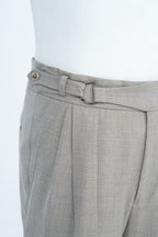 THEODORE Taupe Box-Pleat Wool Trousers, view 5 of 9