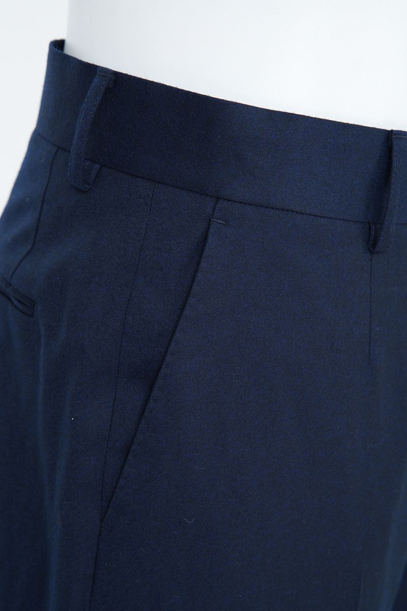 THEODORE Navy Flat-Front Wool Trousers, view 5 of 8