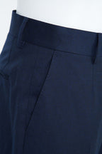 THEODORE Navy Flat-Front Wool Trousers, view 5 of 8