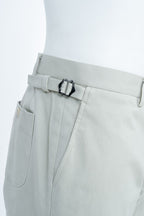 THEODORE Light Grey Flat-Front Cotton Trousers, view 5 of 7