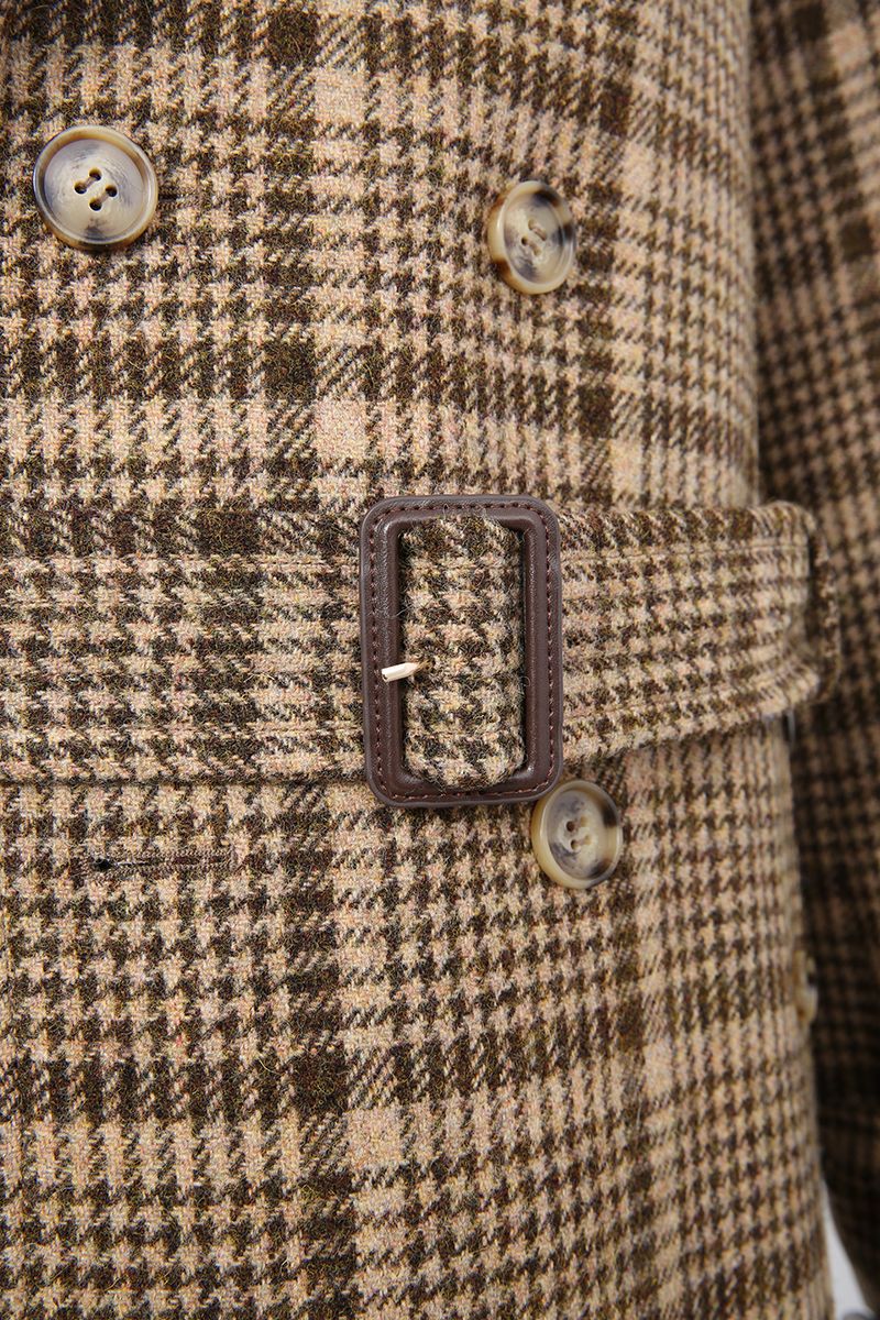 THEODORE Coffee Check Wool Trench Coat, view 3 of 5