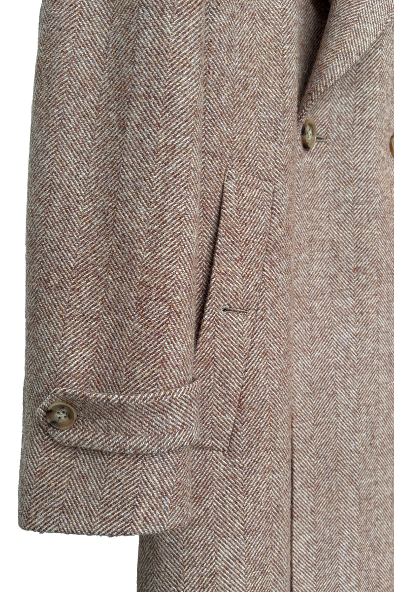 THEODORE Coffee Striped Wool Overcoat, view 4 of 7