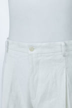 THEODORE Ivory Double-Pleat Linen Trousers, view 5 of 8