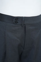 THEODORE Charcoal Button-Tab Wool Trousers, view 5 of 8