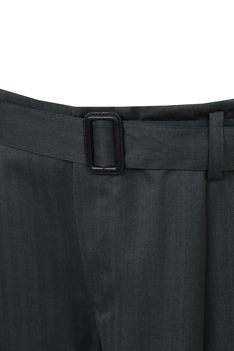 THEODORE Green Striped Wool Trousers, view 5 of 8