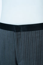 THEODORE Charcoal Striped Flat-Front Wool Trousers, view 5 of 7