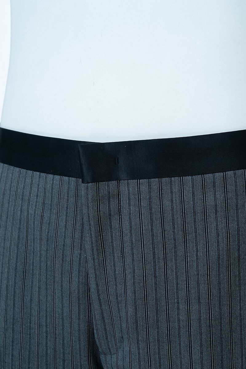 THEODORE Charcoal Striped Flat-Front Wool Trousers, view 5 of 7