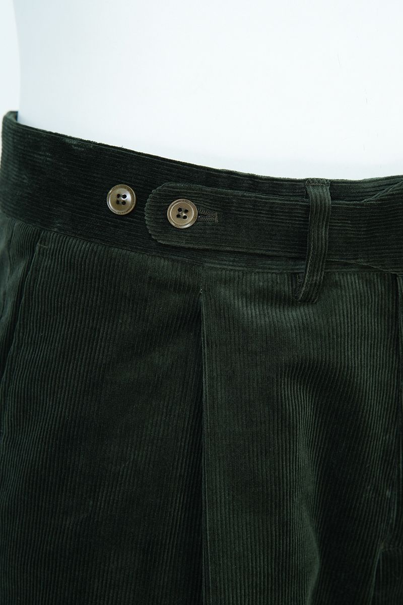THEODORE The Comporta Dark Green Cotton-Blend Single-Pleat Corduroy Trousers, view 5 of 7