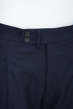 THEODORE Navy Button-Tab Wool Trousers, view 5 of 8