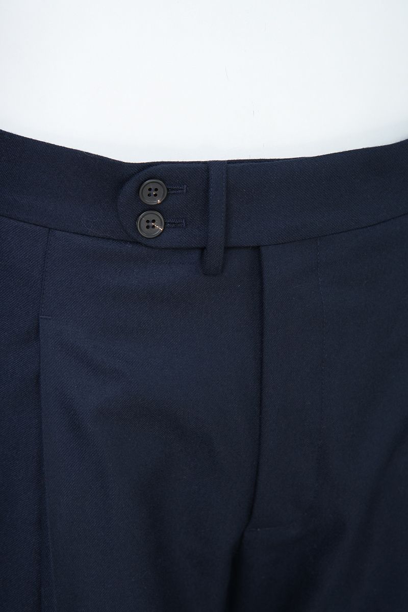 THEODORE Navy Button-Tab Wool Trousers, view 5 of 8