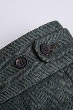 THEODORE Olive Herringbone Wool Trousers, view 5 of 6