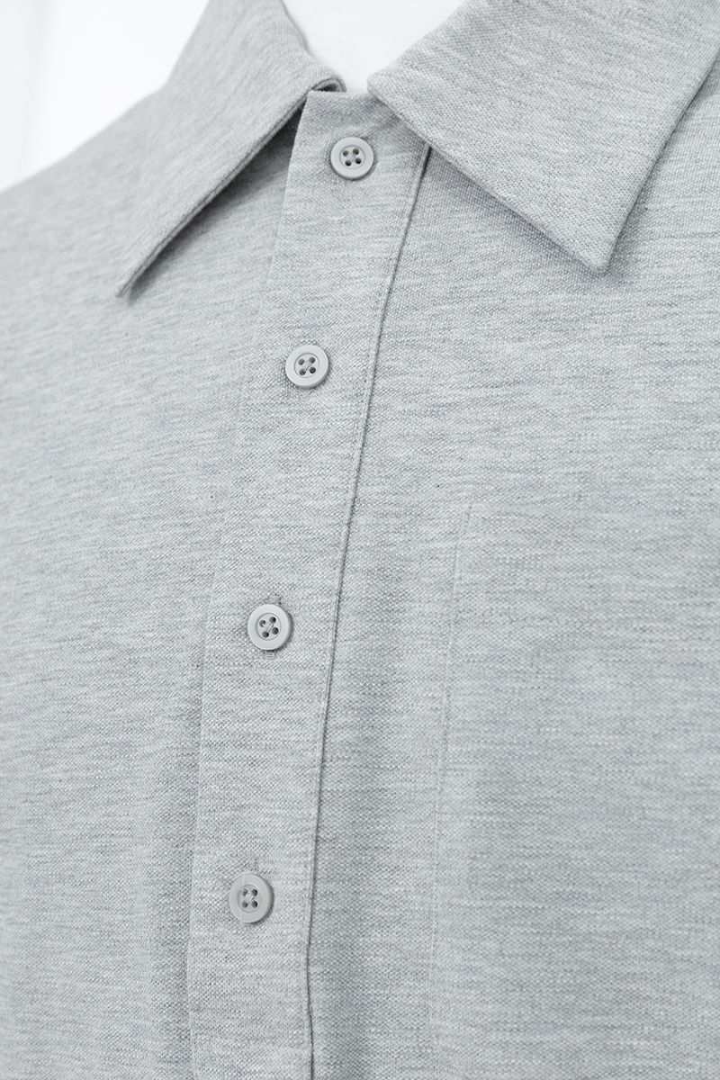 THEODORE The Rovinj Light Grey Cotton-Blend Long-Sleeve Polo, view 5 of 7