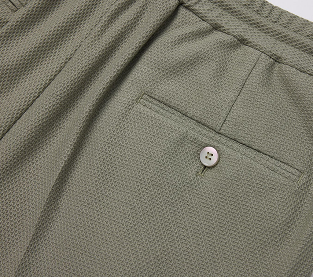 THEODORE Light Green Jacquard Cotton Shorts, view 6 of 7