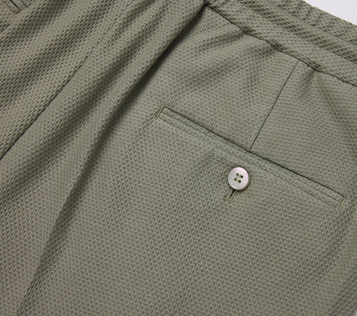 THEODORE Light Green Jacquard Cotton Shorts, view 6 of 7