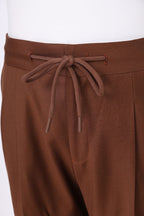 THEODORE Brown Elastic-Back Wool Trousers, view 6 of 10