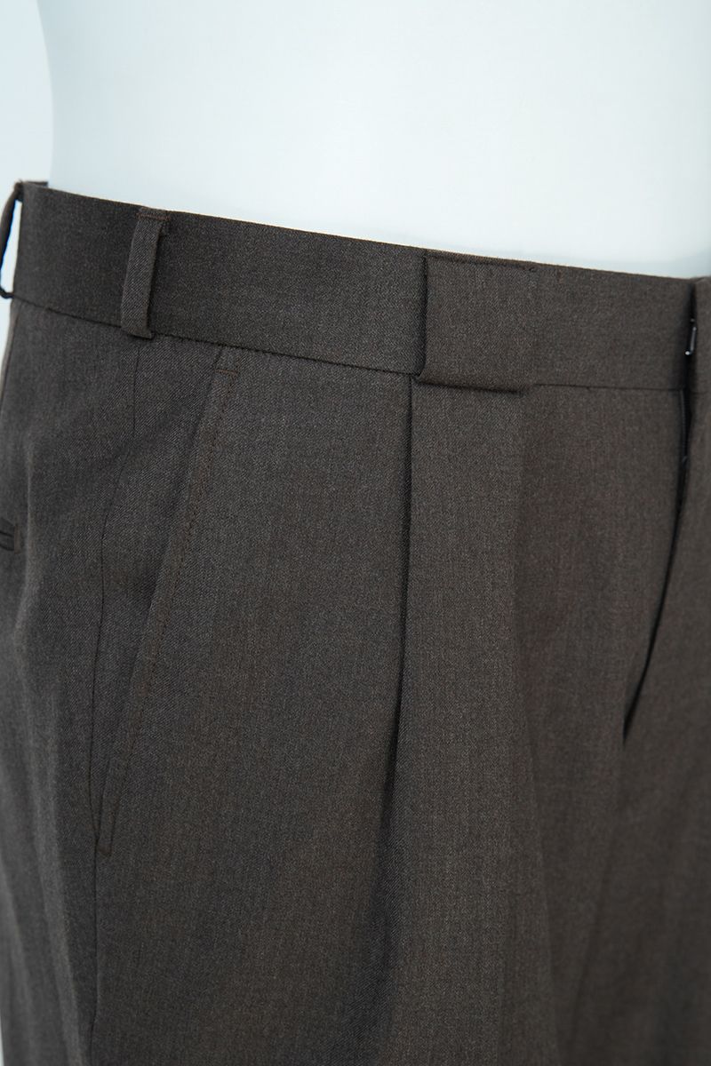 THEODORE Coffee Box-Pleat Wool Trousers, view 6 of 8